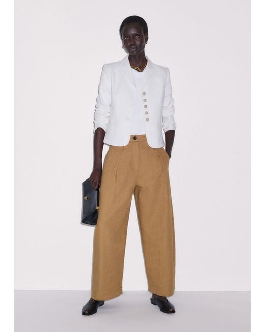 ME+EM Green Textured Barrel Leg Trouser