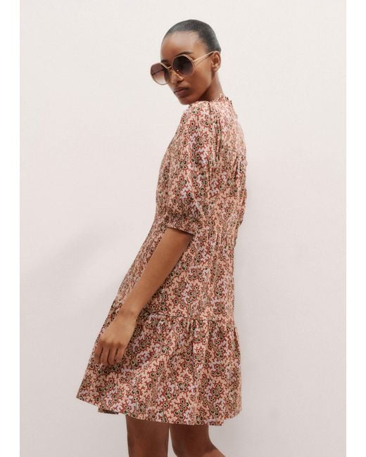 climbing buds print short tiered slub dress ME+EM CLIMBING BUDS PRINT SHORT TIERED SLUB DRESS