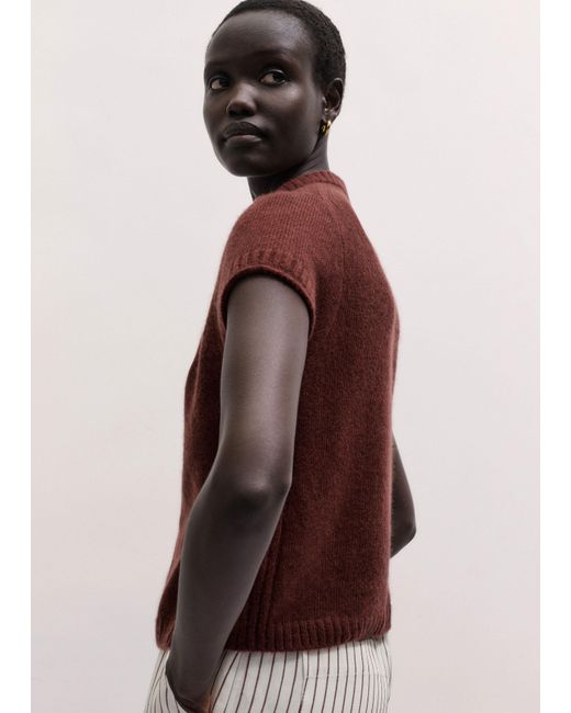 ME+EM Purple Merino Cashmere Silk V-Neck Straight Baby Tee