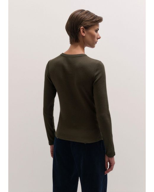 ME+EM Black Ultimate Rib Long Sleeve Top Rich Melange