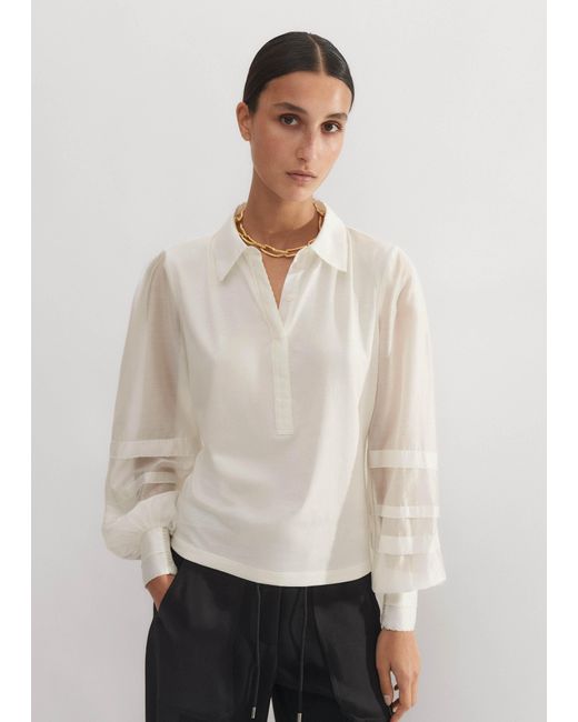 ME+EM Natural Fluid Scallop Detail Layering Top
