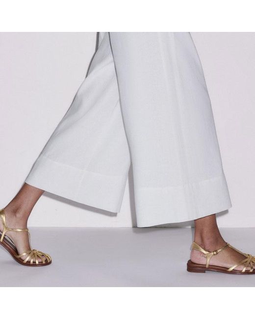 ME+EM Multicolor Crease-Less Linen Shirred Waist Culotte
