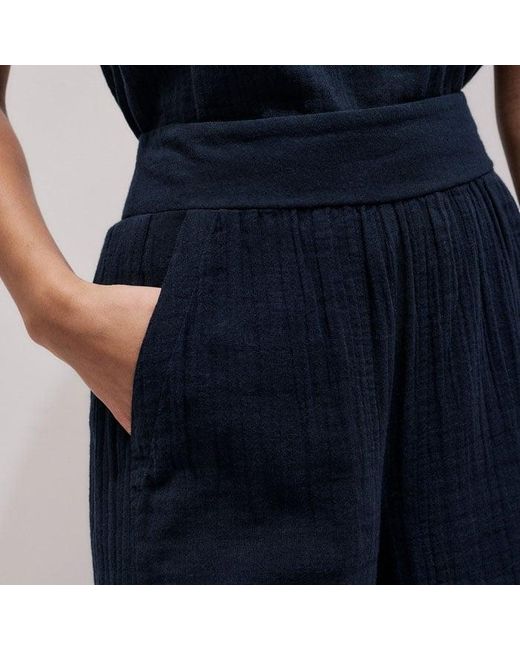 ME+EM Blue Wide-Leg Crop Pant