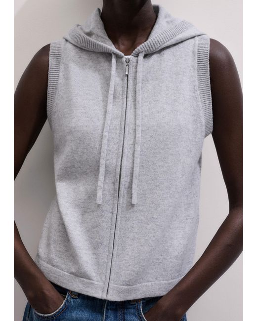 ME+EM Gray Sleeveless Zip Hoodie