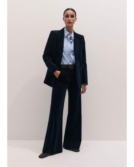 ME+EM Blue Patch Pocket Sharp Shoulder Blazer