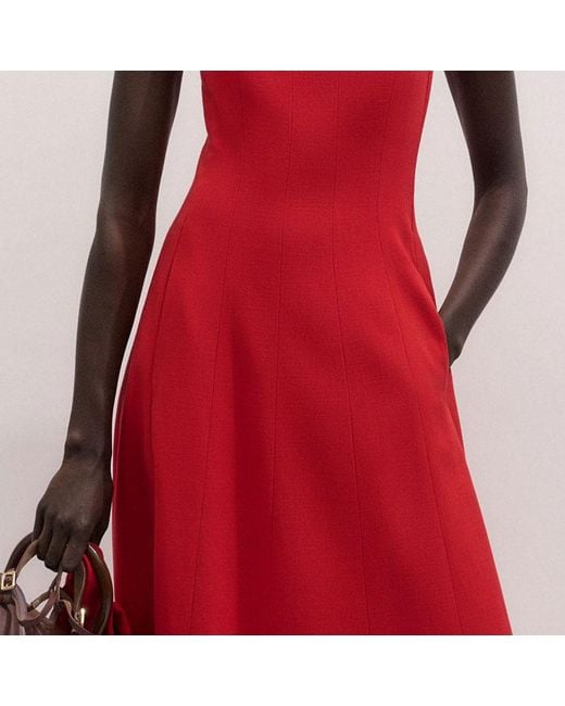 ME+EM Red Contour Seamed Maxi Dress