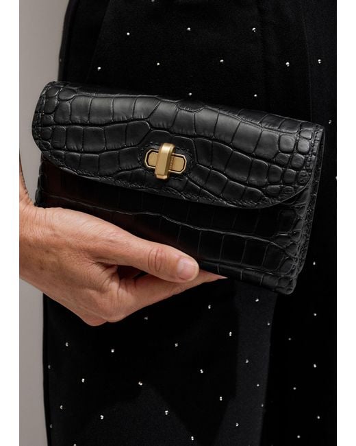ME+EM Black Croc Print 5 Way Belt Bag