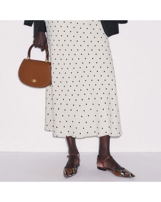 ME+EM White Winter Polka Dot Lace Trim Maxi Dress Cream
