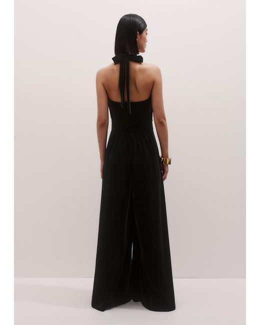 ME+EM White Fluid Velour Halterneck Jumpsuit