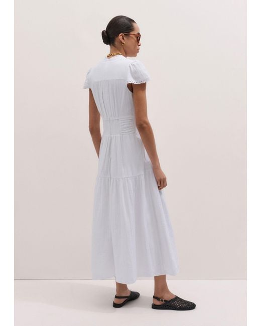 ME+EM Natural Cheesecloth Fit And Flare Maxi Dress