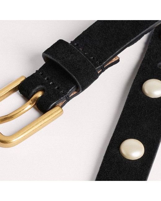 ME+EM Black Faux Pearl Stud Belt