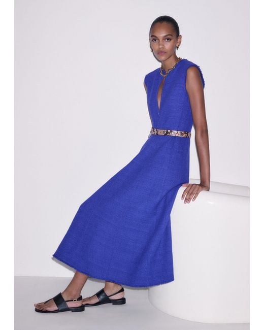 ME+EM Blue Desk-To-Dinner Fit And Flare Maxi Dress