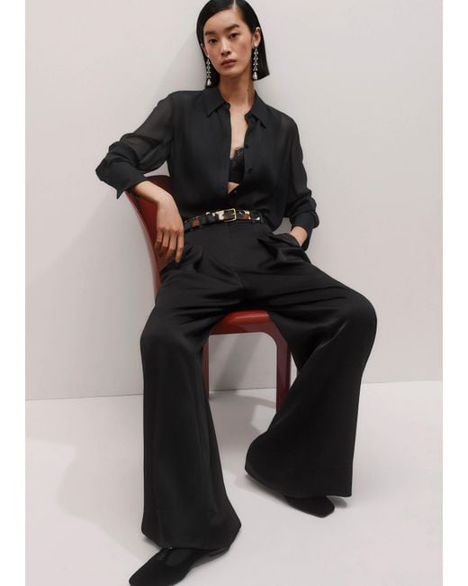 ME+EM Black Evening Sheer Silk Blouse