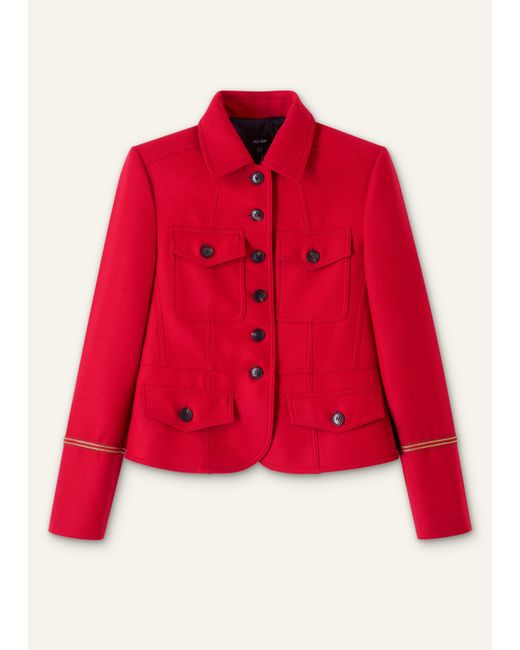 ME+EM Red Italian Wool Twill Military Jacket
