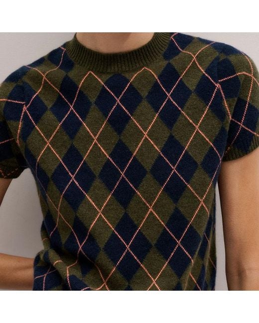 ME+EM Multicolor Cashmere Argyle Knit Baby Tee Multi