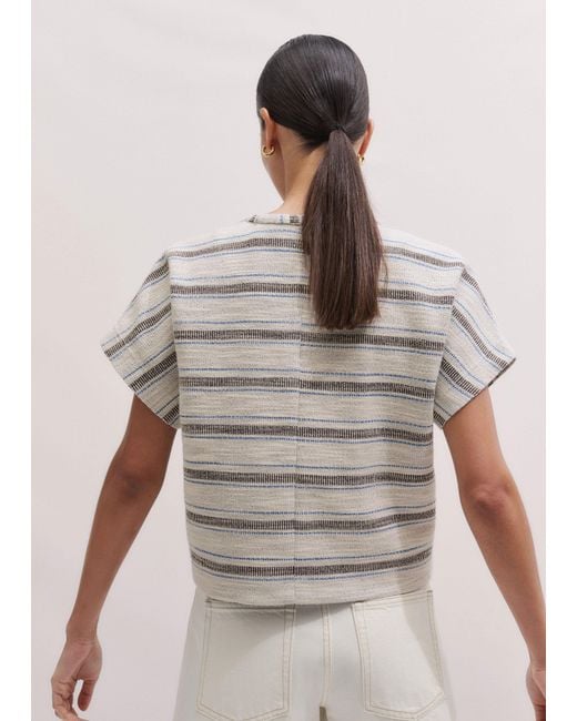 ME+EM Brown Textured Stripe Tee