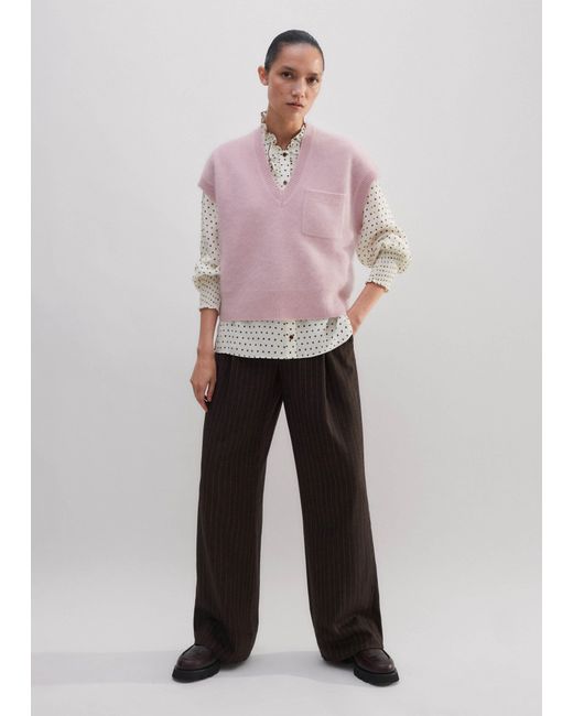 ME+EM Pink Brushed Cashmere V-Neck Vest