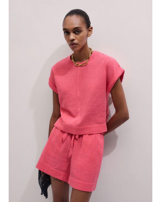 ME+EM Pink Cheesecloth T-Shirt