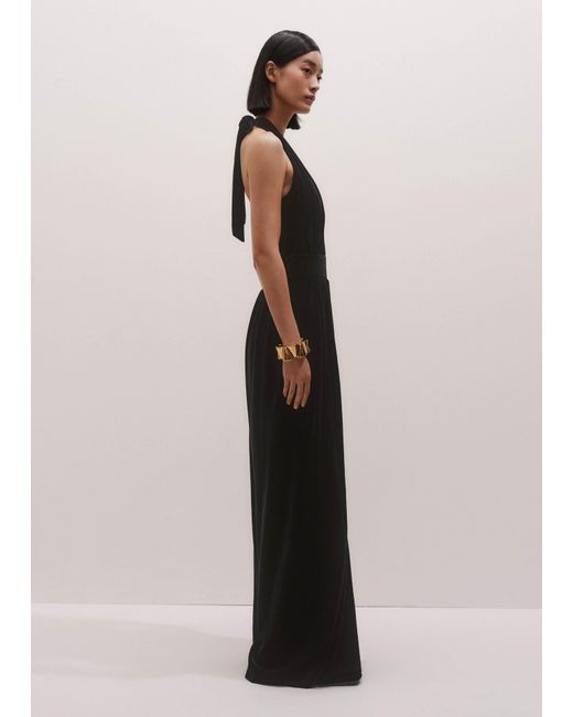 ME+EM White Fluid Velour Halterneck Jumpsuit