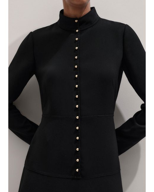 ME+EM Black A-Line Feature Button Maxi Dress