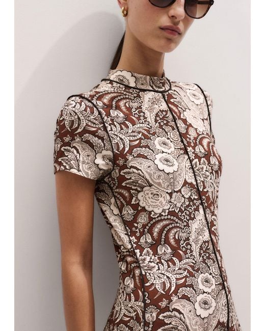 ME+EM Multicolor Elaborate Botanical Print Short Sleeve Maxi Dress