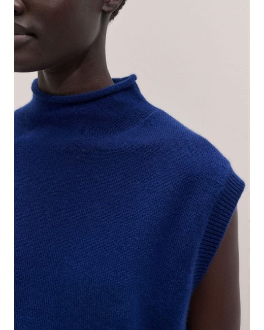 ME+EM Blue High Neck Knit Tank