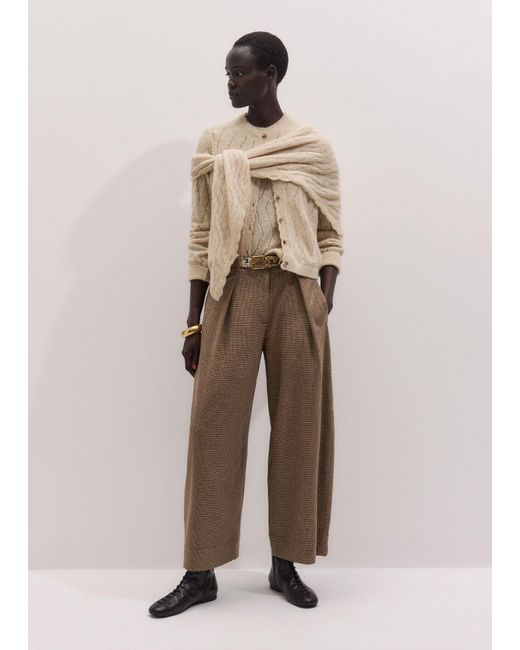 ME+EM Brown Lofty Pointelle Slim Knit Tee Latte Melange