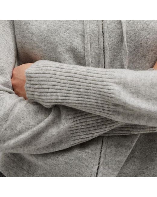 ME+EM Gray Cashmere Relaxed Fit Box Zip Hoody Mélange