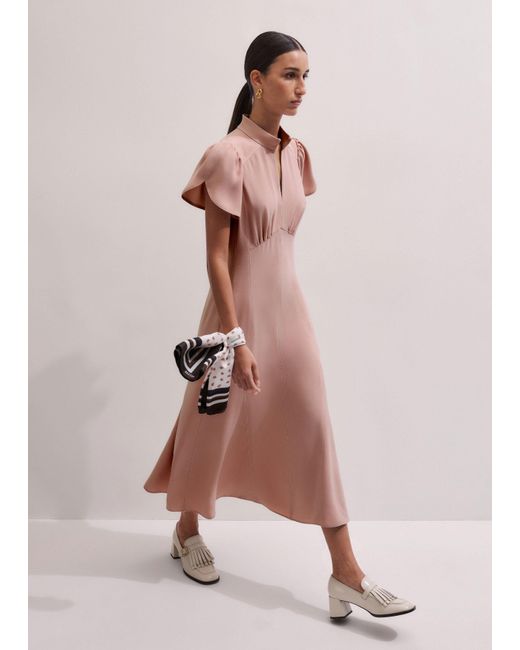 ME+EM Pink Contrast Stitch Midi Dress