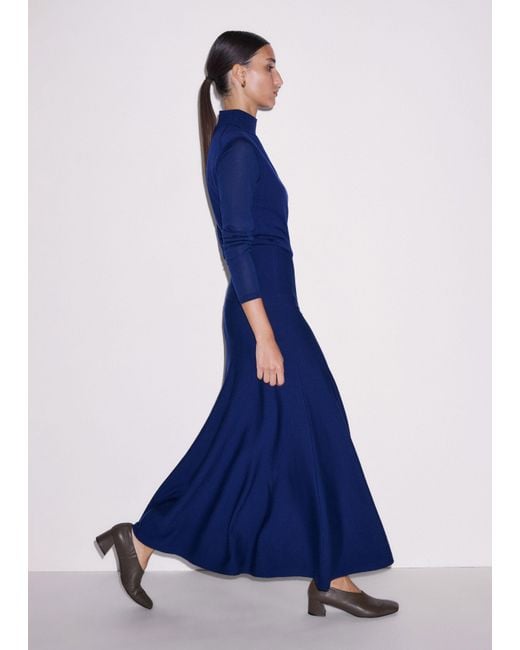 ME+EM Blue High Neck Knit Maxi Dress + Layering Top