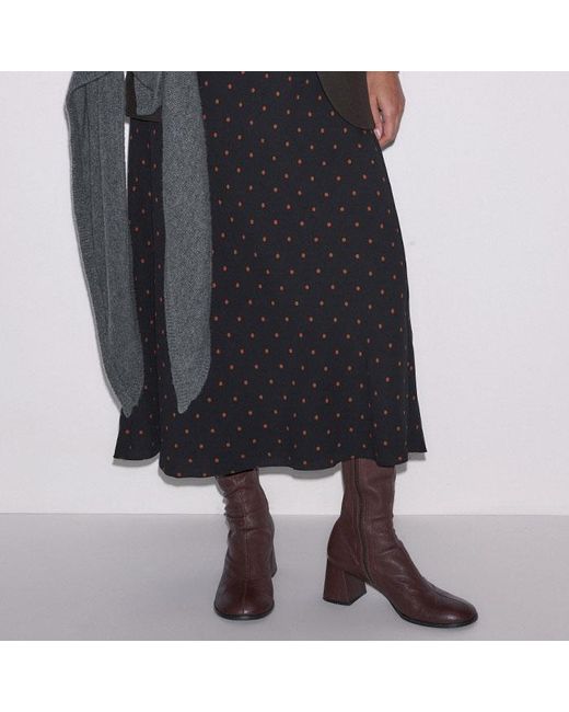 ME+EM Black Winter Polka Dot Lace Trim Maxi Dress/Caramel
