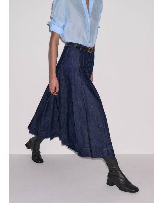 ME+EM Blue Multi Pleat Skirt Wash