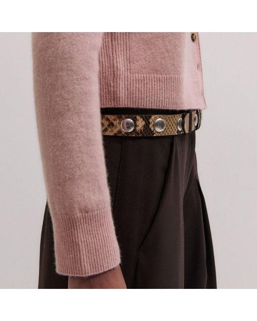 ME+EM Pink Cashmere Roll Trim Straight Cardigan
