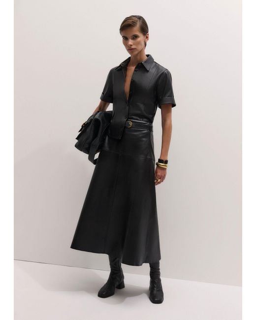 ME+EM Black Straight Leather Shirt