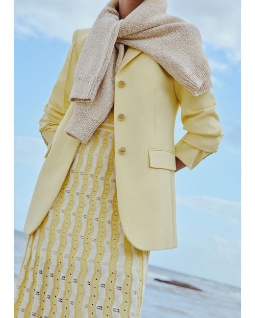 ME+EM Natural Textured Pointelle Knit Maxi Dress + Slip-Cream