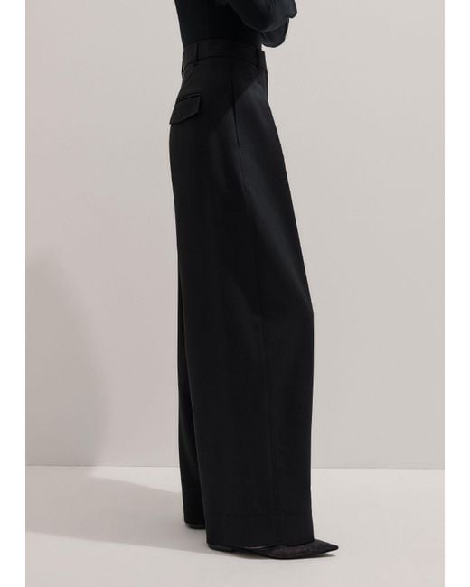 ME+EM Black Exaggerated Tapered Pleat Trouser