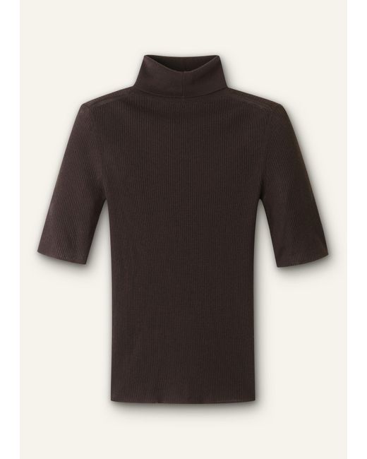 ME+EM Black Superfine Ribbed Roll Neck Tee