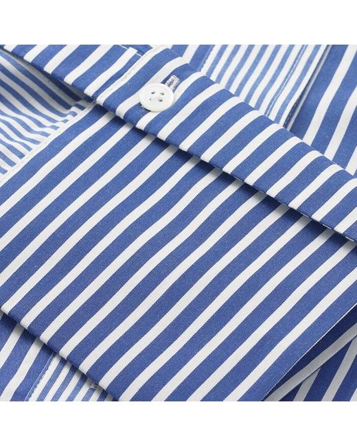 ME+EM Blue Cotton Stripe Oversized Shirt