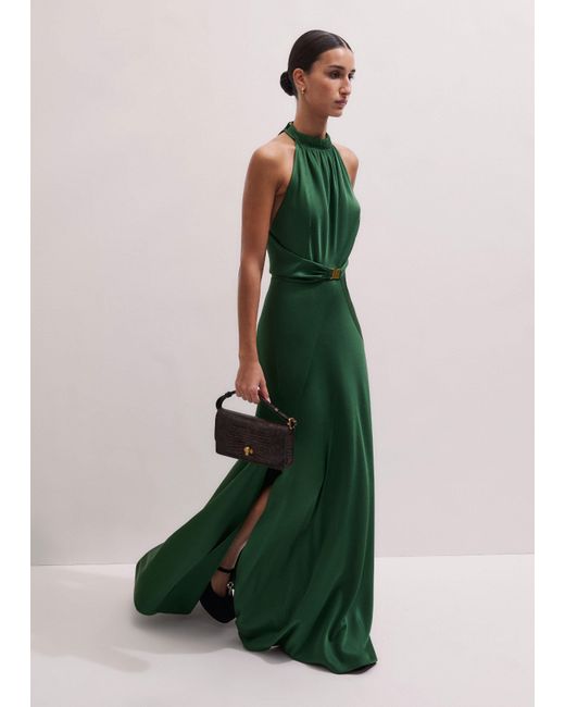 ME+EM Green Beautifully Draped Full Length Dress