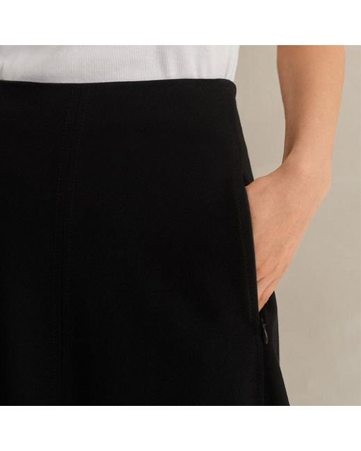 ME+EM Black Travel Tailoring A-line Midi Skirt