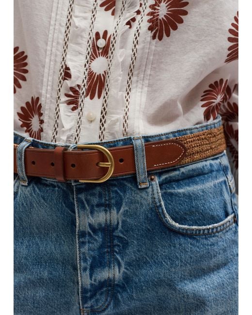 ME+EM Multicolor Round Raffia Belt Blush-Tan