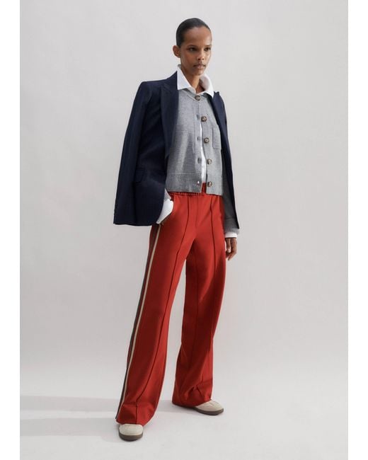 ME+EM Red Regular-Length Convertible Side Stripe Pant