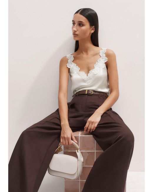 ME+EM Natural Silk+Lace Camisole Top