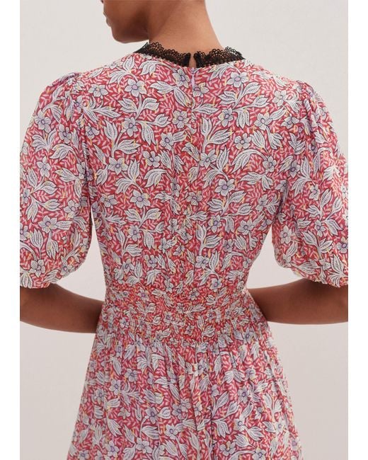 ME+EM Evening Primrose Print Lace Maxi Dress in Pink | Lyst