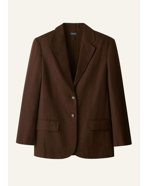 ME+EM Brown Crease-Less Linen Deconstructed Lightweight Summer Blazer