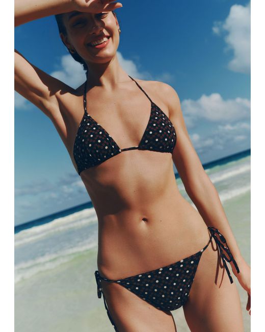 ME+EM Blue Printed Adjustable Triangle Bikini Top