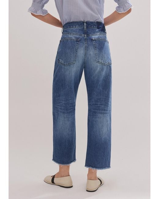 ME+EM Blue Authentic Distressed Relaxed Straight Jean