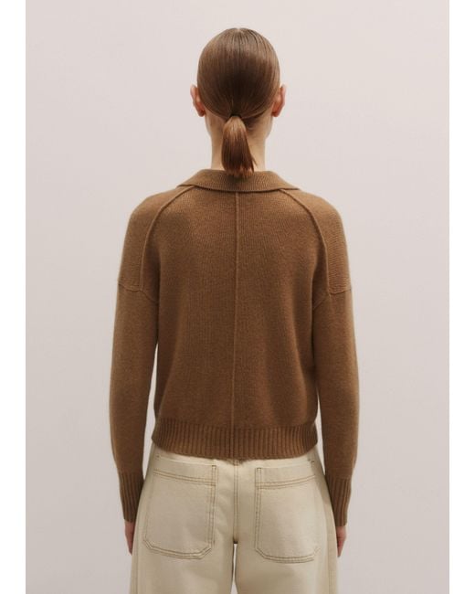 ME+EM Brown Cashmere Collared Neck Jumper