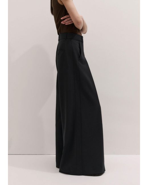 ME+EM Black Ultimate Wide Pleat Front Trouser