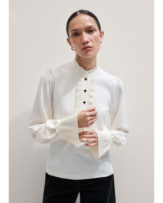 ME+EM Natural Frill Neck Layering Blouse + Tie